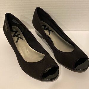 ANNE KLEIN Sport Wedge Slip-on Open-Toe Black (8.5M)